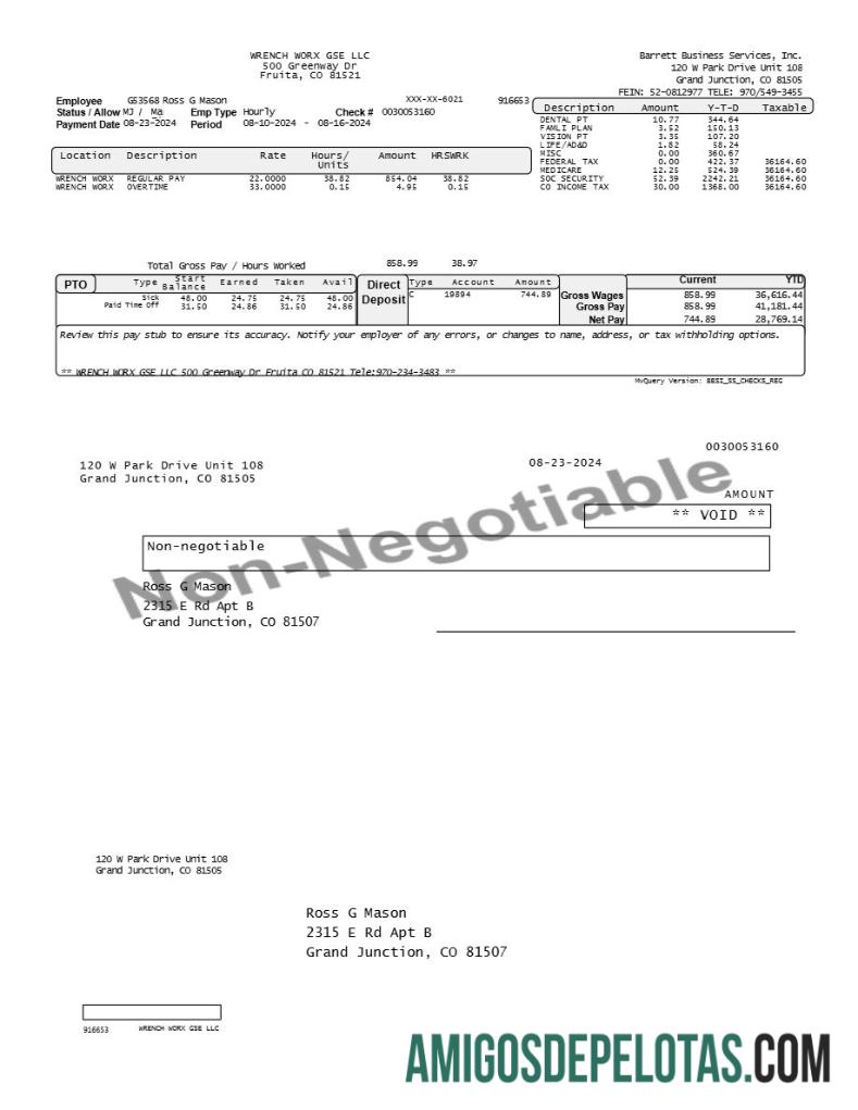 Para download Modelo de recibo de pagamento de funcionário de serviços empresariais da Barrett em formatos Word e PDF.pdf, 1